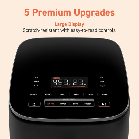 🥘Air Fryer 9-in-1, Compact & Large 6-Qt, Fast Turbo Modes