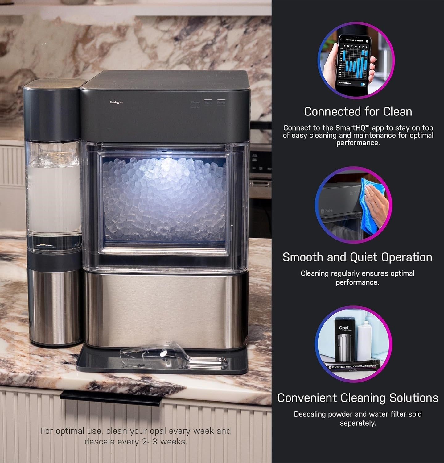 Ice Maker with 1 Gallon Tank, Stainless Steel