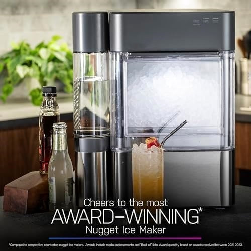 Ice Maker with 1 Gallon Tank, Stainless Steel