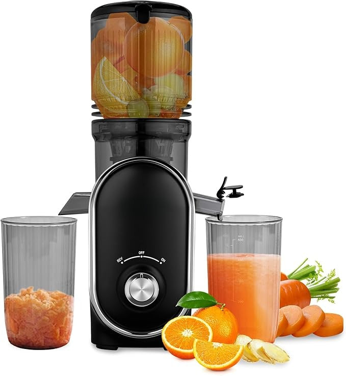 Cold Press Juicer, 300W, 5.3" Large Feed Chute, 1.5L Capacity, Automatic Feeding, High Yield, Easy to Clean, Ideal for Whole Fruits & Vegetables