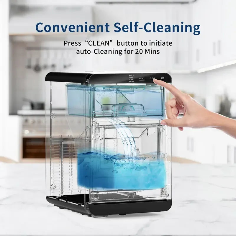 ⚡2025 New Nugget Ice Maker Countertop, 35Lbs/24H&44Lbs/24H Pebble Ice Maker Machine, Self-Cleaning Pellet Ice Machine with Ice Scoop&basket, Sonic Countertop Ice Machine for Home/Kitchen/Office(Black)