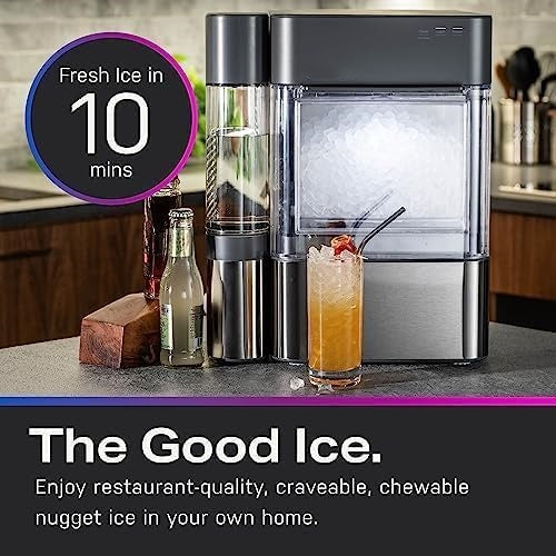 Ice Maker with 1 Gallon Tank, Stainless Steel