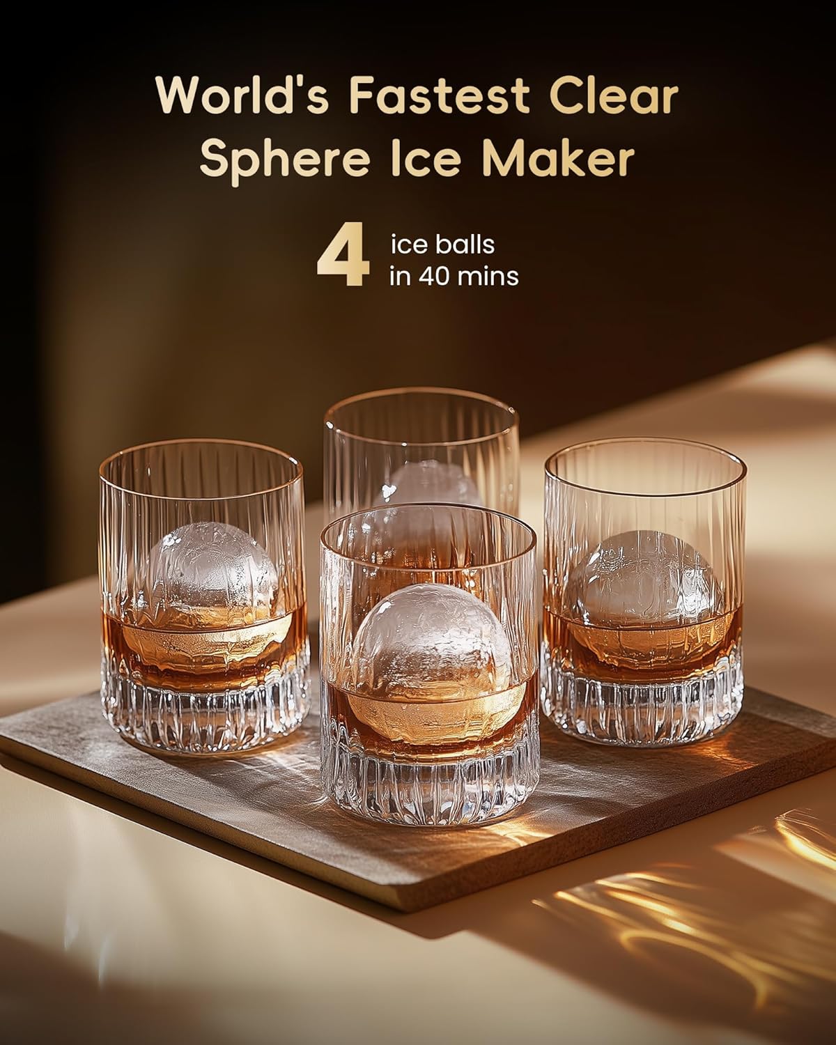 Clear Ice Ball Maker, Whiskey Ice in Just 40 Minutes