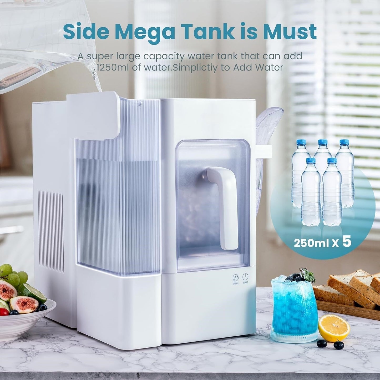 Nugget Ice Maker,Pellet Ice Machine with Self-Cleaning for Home Party