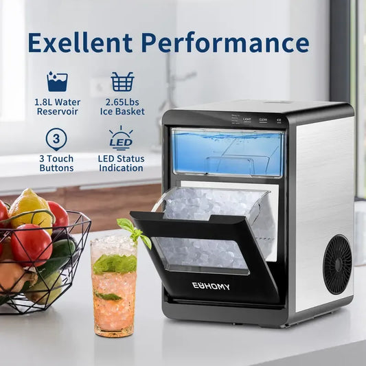 ⚡2025 New Nugget Ice Maker Countertop, 35Lbs/24H&44Lbs/24H Pebble Ice Maker Machine, Self-Cleaning Pellet Ice Machine with Ice Scoop&basket, Sonic Countertop Ice Machine for Home/Kitchen/Office(Black)