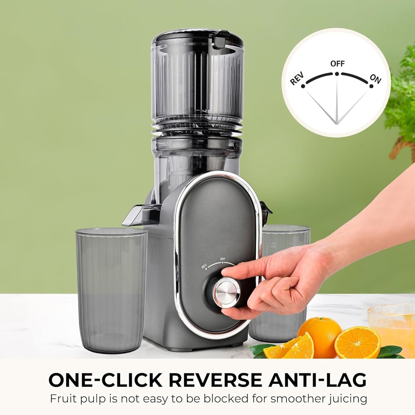 Cold Press Juicer, 300W, 5.3" Large Feed Chute, 1.5L Capacity, Automatic Feeding, High Yield, Easy to Clean, Ideal for Whole Fruits & Vegetables