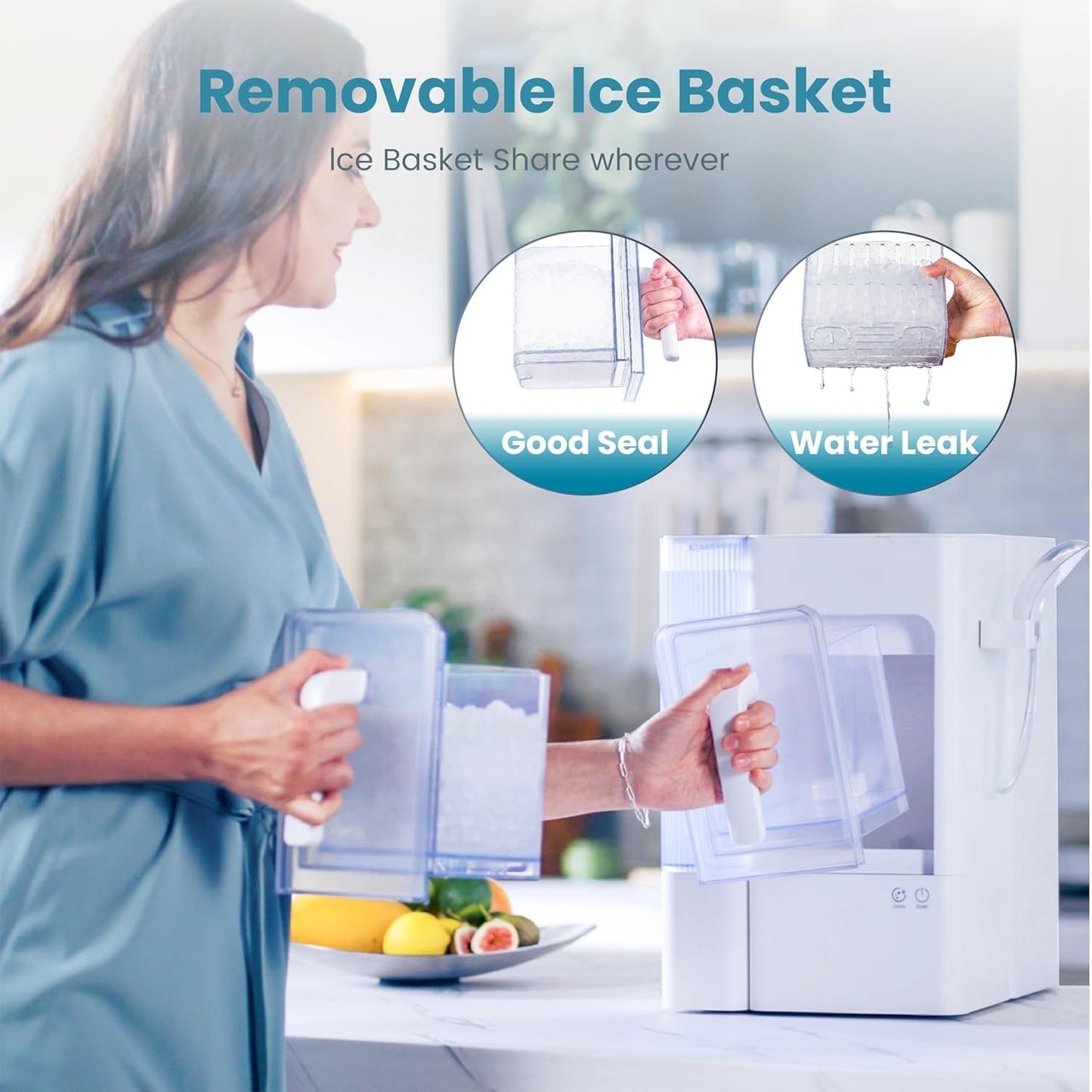 Nugget Ice Maker,Pellet Ice Machine with Self-Cleaning for Home Party