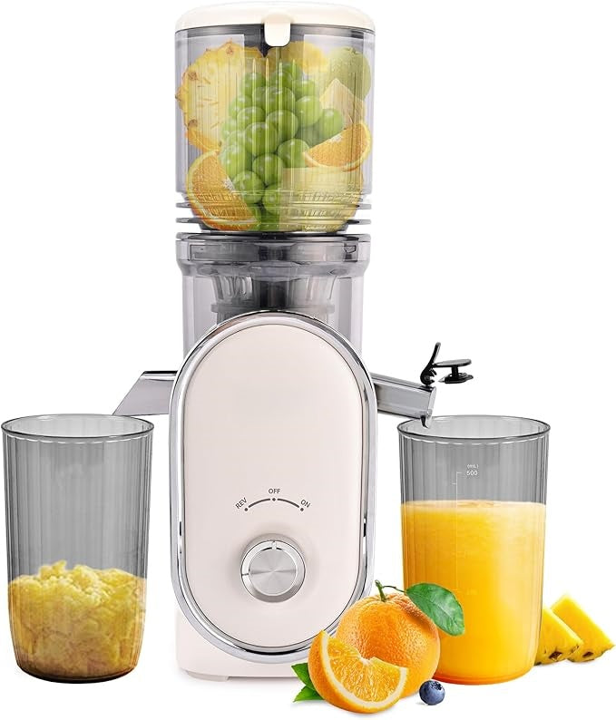 Cold Press Juicer, 300W, 5.3" Large Feed Chute, 1.5L Capacity, Automatic Feeding, High Yield, Easy to Clean, Ideal for Whole Fruits & Vegetables