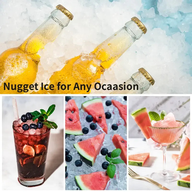 ⚡2025 New Nugget Ice Maker Countertop, 35Lbs/24H&44Lbs/24H Pebble Ice Maker Machine, Self-Cleaning Pellet Ice Machine with Ice Scoop&basket, Sonic Countertop Ice Machine for Home/Kitchen/Office(Black)